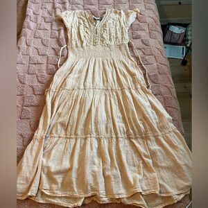 Vintage S.R. Fashion Orange 100% Cotton Farmhouse Maxi Dress